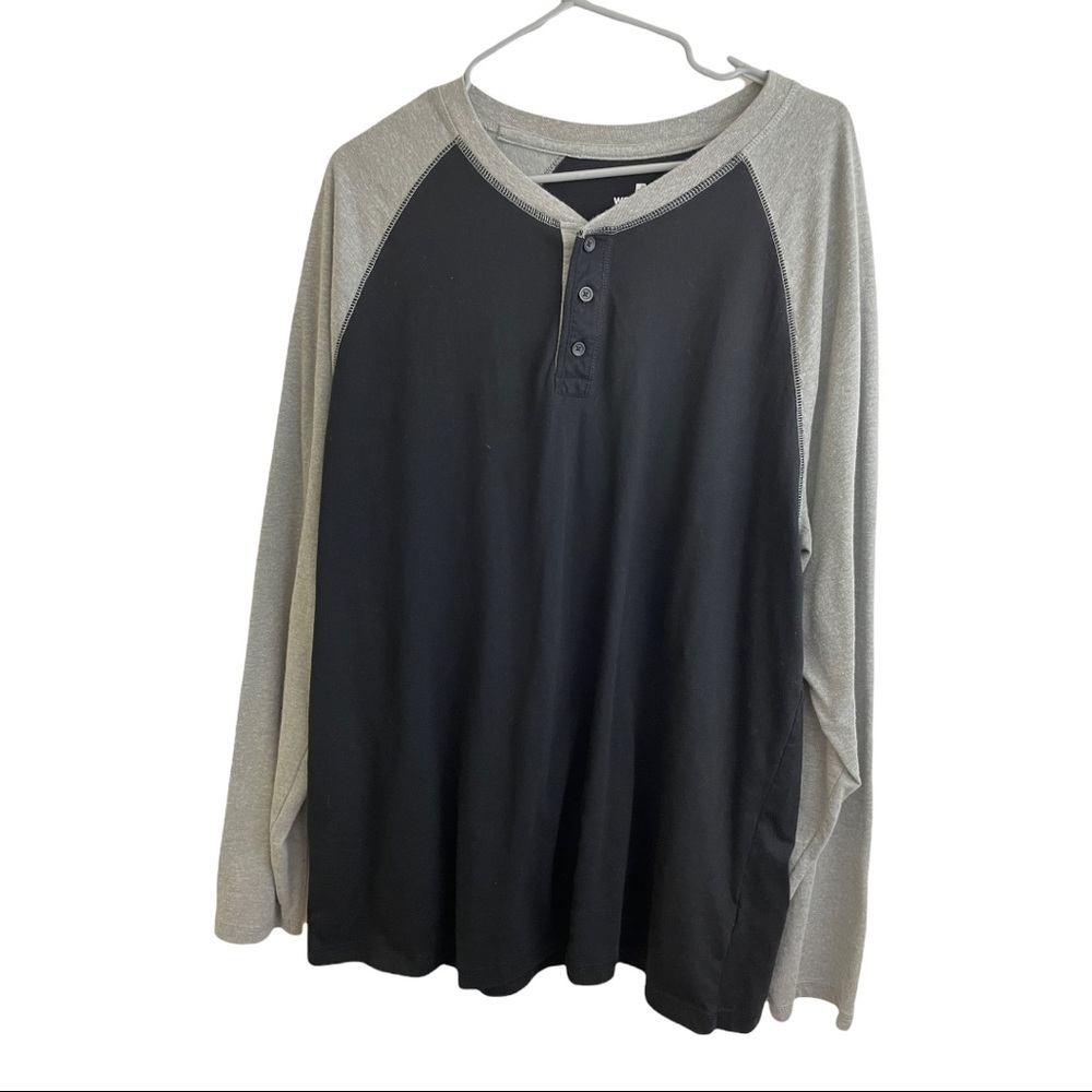 Woolrich black grey baseball style half button long sleeve X-large Mens